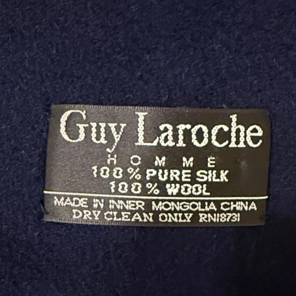 Guy Laroche Dark Blue 100% Wool And 100%Silk 11”X58” Opera /Tuxedo Scarf